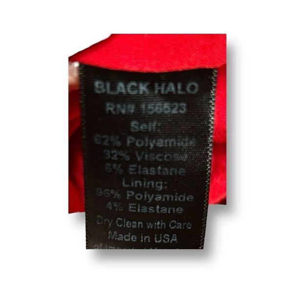 Black Halo 12 Red Akeno Sheath Midi Dress Pleated Formal Cocktail Wedding Guest - Picture 8 of 9